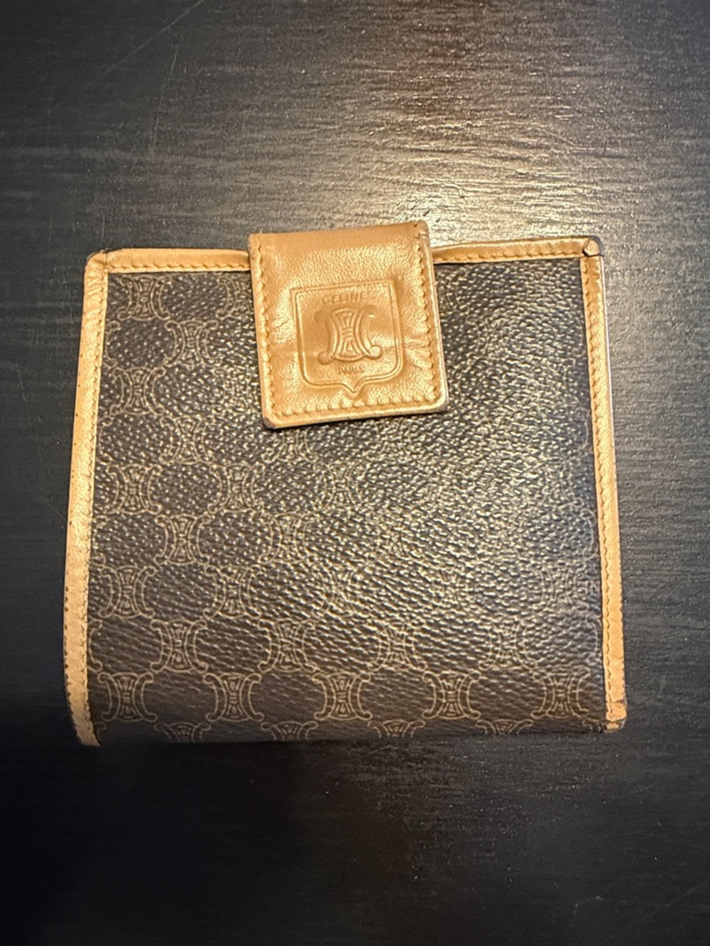 Celine Tan Leather Card Holder Wallet